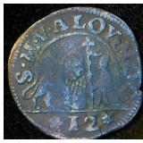 1620-1621 Republic of Venice 12 Bagattini/1 Soldo, Early Modern Venetian Hammered Piece, Over 400 Years Old