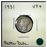 1931 Mercury Dime, VF/VF+