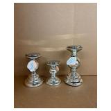 Set of Three Metallic Candle Holders - 6, 8 & 10"