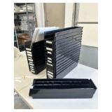 Uline 4x4x18” black plastic bins (lot 25)