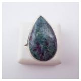 Dyed Quartz? Sterling Silver Teardrop Ring - Size 8