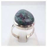 Dyed Quartz? Sterling Silver Teardrop Ring - Size 8