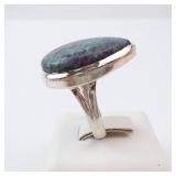 Dyed Quartz? Sterling Silver Teardrop Ring - Size 8