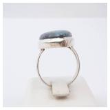 Dyed Quartz? Sterling Silver Teardrop Ring - Size 8
