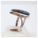 Dyed Quartz? Sterling Silver Teardrop Ring - Size 8