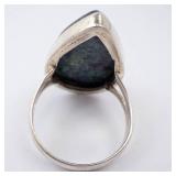Dyed Quartz? Sterling Silver Teardrop Ring - Size 8