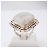 Rainbow Moonstone? Ring - Sterling Silver, Square Cabochon
