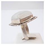 Rainbow Moonstone? Ring - Sterling Silver, Square Cabochon
