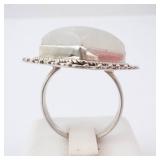 Rainbow Moonstone? Ring - Sterling Silver, Square Cabochon