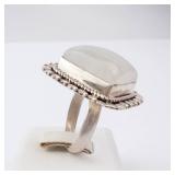 Rainbow Moonstone? Ring - Sterling Silver, Square Cabochon