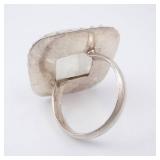 Rainbow Moonstone? Ring - Sterling Silver, Square Cabochon