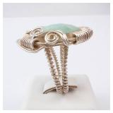 Sterling Silver Ring - Green Stone. Size 9.