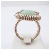 Sterling Silver Ring - Green Stone. Size 9.