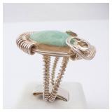 Sterling Silver Ring - Green Stone. Size 9.