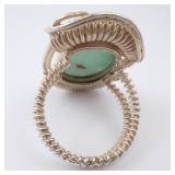 Sterling Silver Ring - Green Stone. Size 9.