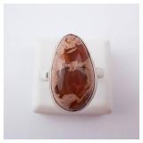 Jasper Sterling Silver Ring - Oval Jasper Cabochon
