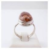 Jasper Sterling Silver Ring - Oval Jasper Cabochon