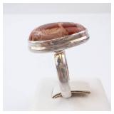 Jasper Sterling Silver Ring - Oval Jasper Cabochon