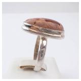 Jasper Sterling Silver Ring - Oval Jasper Cabochon
