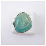 Blue Geode Druzy Sterling Ring Size 9