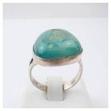 Blue Geode Druzy Sterling Ring Size 9