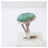 Blue Geode Druzy Sterling Ring Size 9