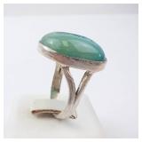 Blue Geode Druzy Sterling Ring Size 9