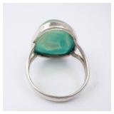 Blue Geode Druzy Sterling Ring Size 9