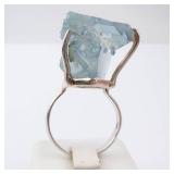 Chunky Blue Crystal Sterling Silver Ring - Size 6