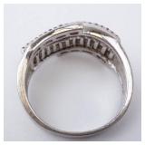 Diamond & Pink Sapphire Sterling Silver Ring - Size 8