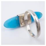 Sterling Silver Turquoise Ring with Pearl Cabochon and Ornate Bezel. Size 9.