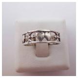 Sterling Silver Heart Band Ring - Size 6