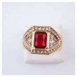 CZ Created Red Gemstone Men
