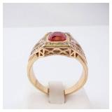 CZ Created Red Gemstone Men