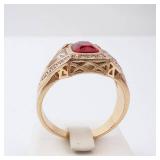 CZ Created Red Gemstone Men