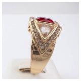 CZ Created Red Gemstone Men