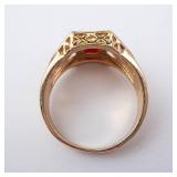 CZ Created Red Gemstone Men