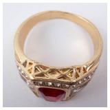 CZ Created Red Gemstone Men