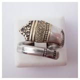 Towle Sterling Spoon Ring 1970 14K Gold Accent Size 7.5