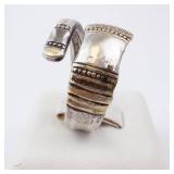 Towle Sterling Spoon Ring 1970 14K Gold Accent Size 7.5