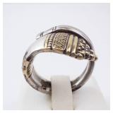 Towle Sterling Spoon Ring 1970 14K Gold Accent Size 7.5