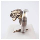 Towle Sterling Spoon Ring 1970 14K Gold Accent Size 7.5