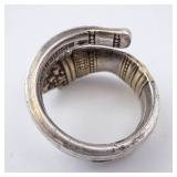 Towle Sterling Spoon Ring 1970 14K Gold Accent Size 7.5