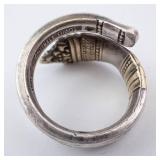Towle Sterling Spoon Ring 1970 14K Gold Accent Size 7.5
