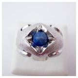 Star Sapphire Ring - 18K HGE Created - Size 7