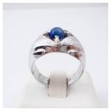 Star Sapphire Ring - 18K HGE Created - Size 7