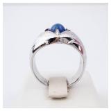 Star Sapphire Ring - 18K HGE Created - Size 7