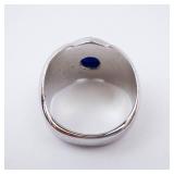 Star Sapphire Ring - 18K HGE Created - Size 7
