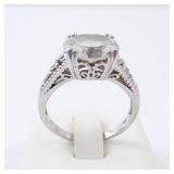 CZ Sterling Silver Ring Size 8 - Oval Center Stone, Vintage Filigree Band