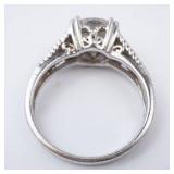 CZ Sterling Silver Ring Size 8 - Oval Center Stone, Vintage Filigree Band